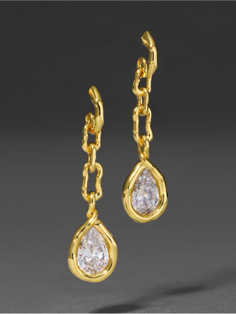 Alexis Bittar Asterales Gold Link Pear Drop Earrings